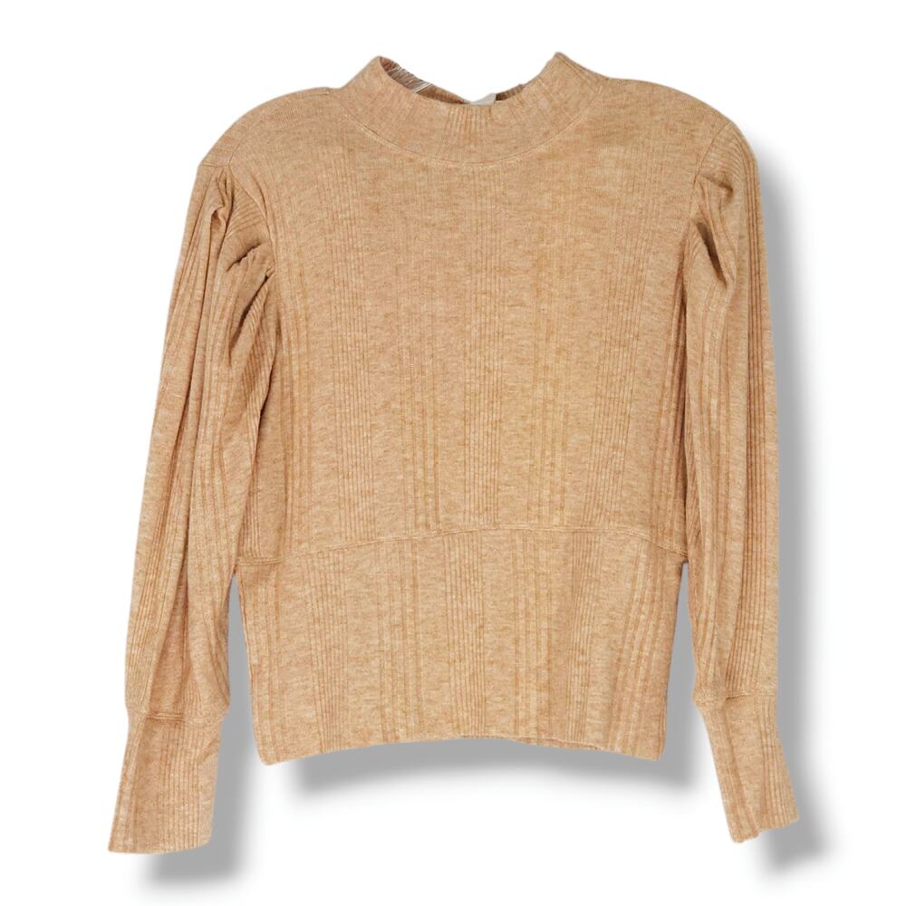 NWT Band of the Free Raquel Ribbed Knit‎ Mock Neck Sweater Sz. M [8-10] Camel